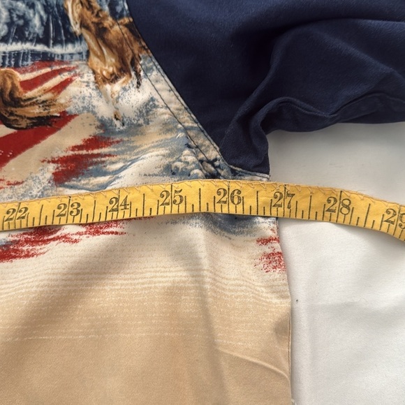 Men's Bit & Bridle Button Down Western Horse/Patriotic Print Shirt - Navy & Tan - Picture 6 of 7